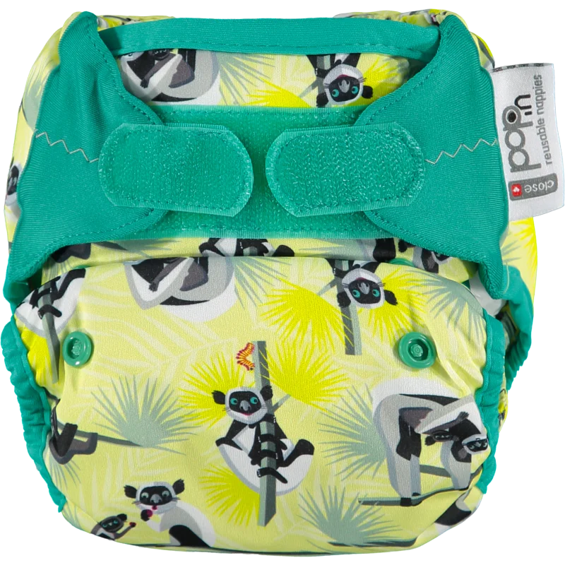 Green all-in-two cloth diaper.