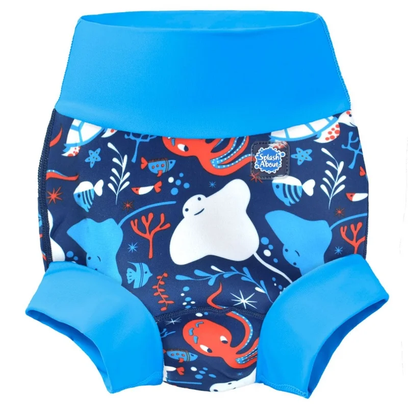 A blue swim diaper.