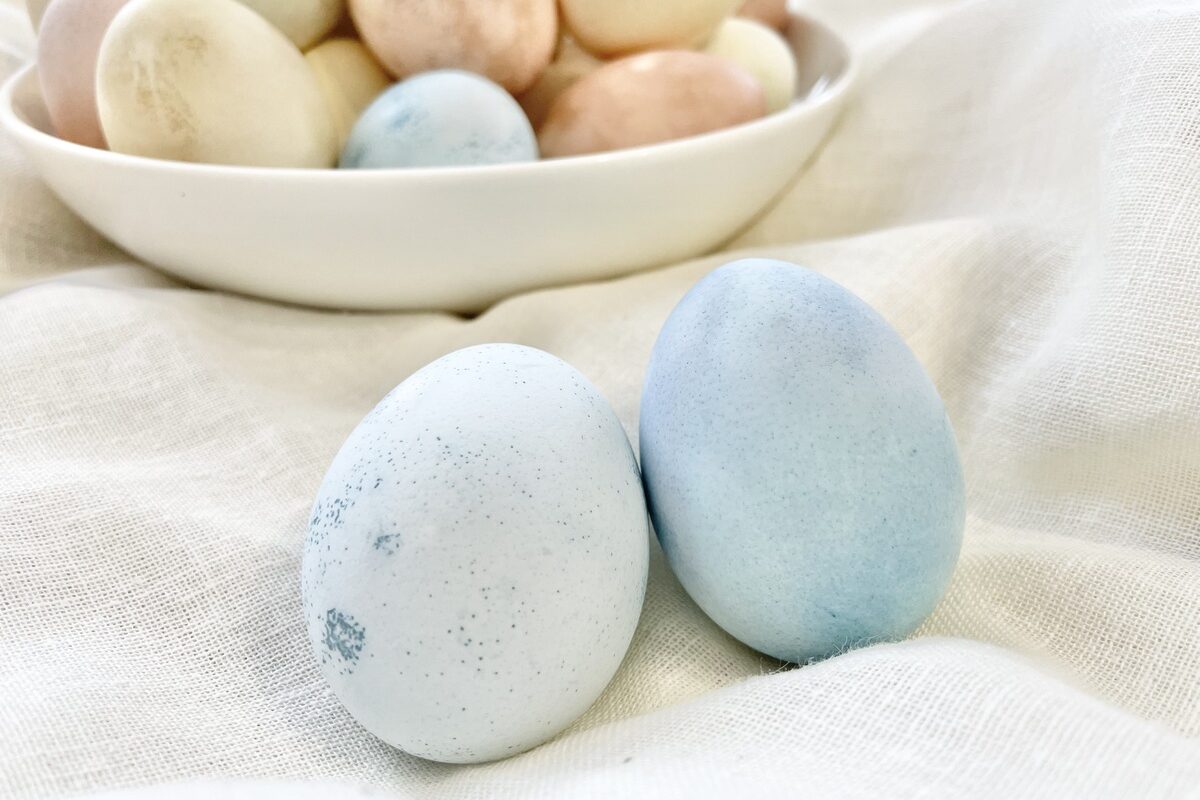 Two blue-coloured easter eggs.