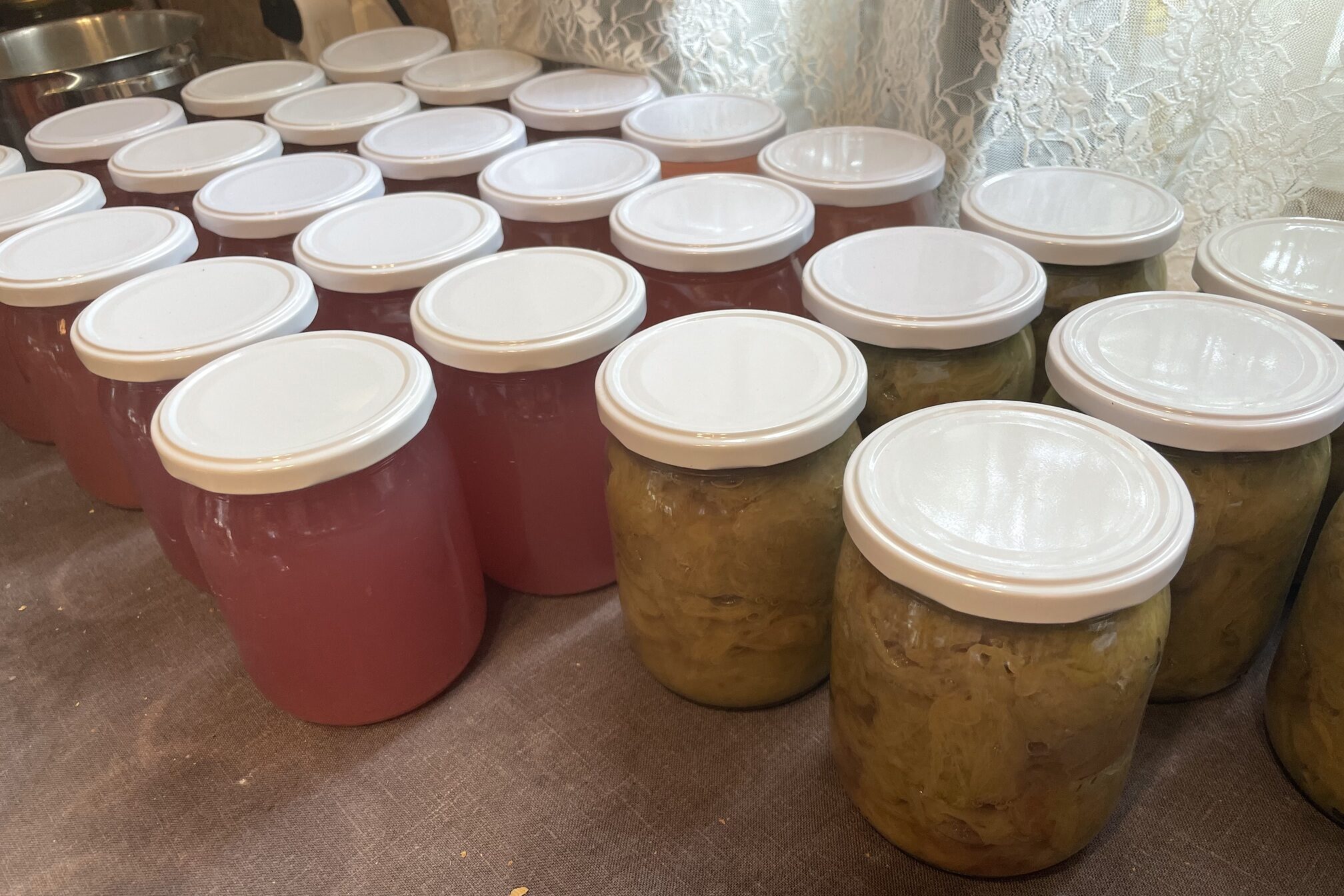 Canned rhubarb syrup.