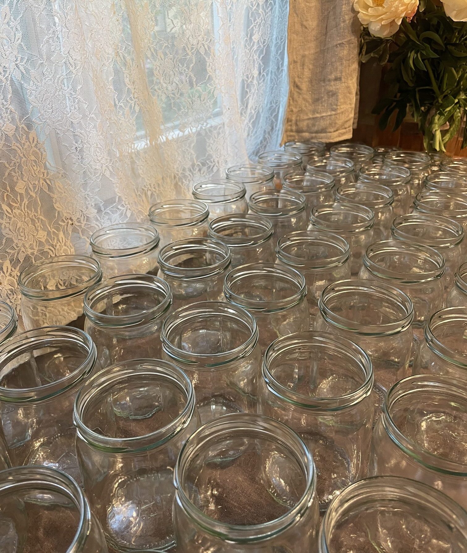 A lot of glass jars.