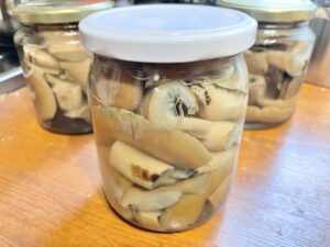 Mushrooms in jars.