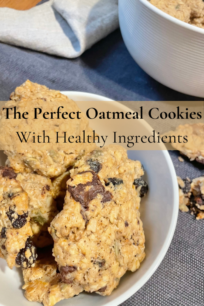 Oatmeal cookies in a bowl.