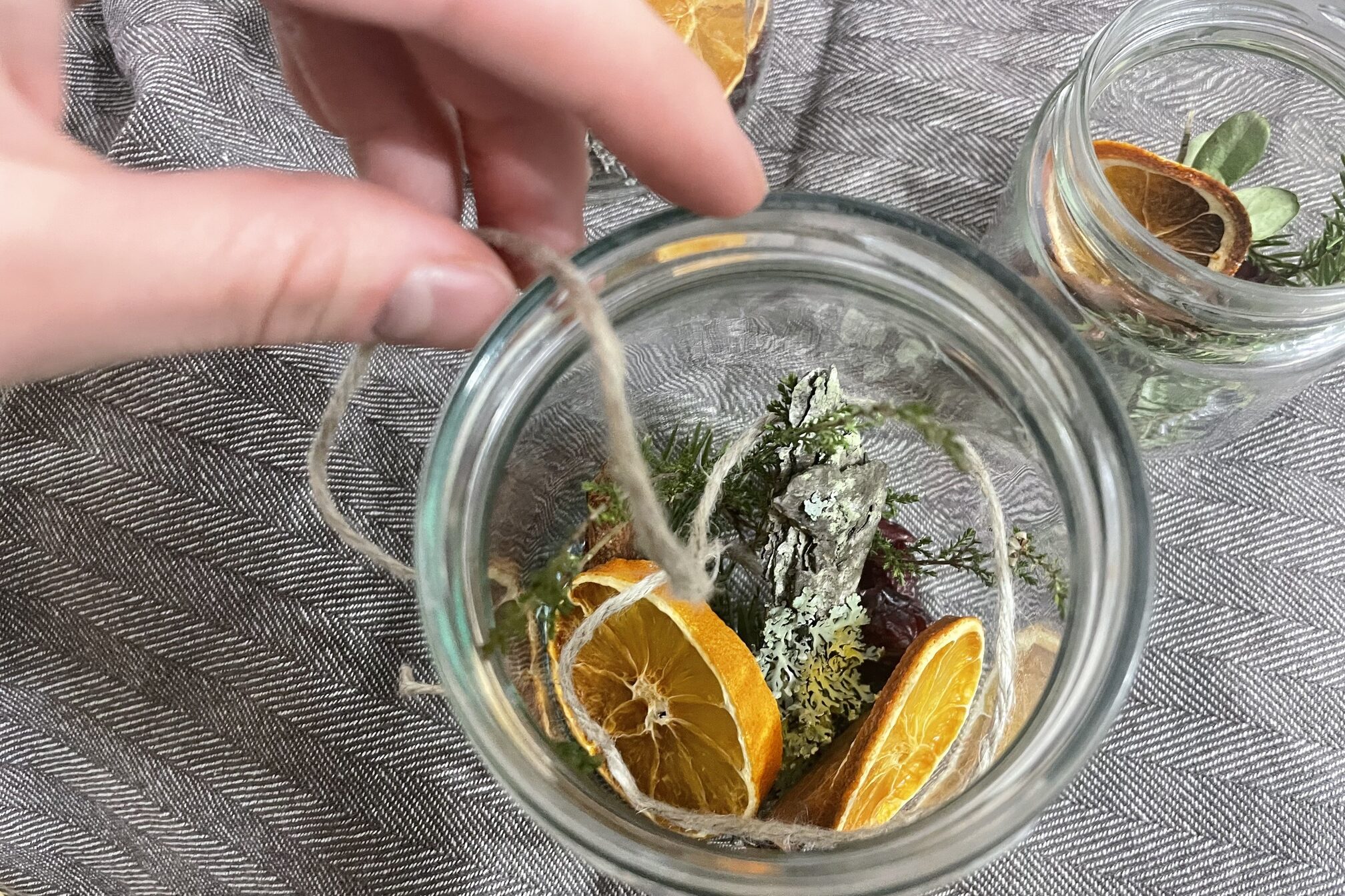 Natural wick in a jar.